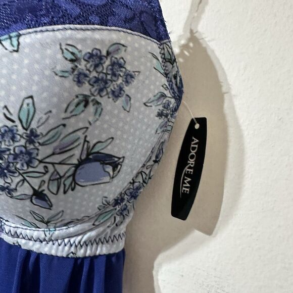 ADORE ME Size 30DDD Blue Underwired Lace Hem Babydoll Chemise Dress Sheer NWT - Picture 6 of 10